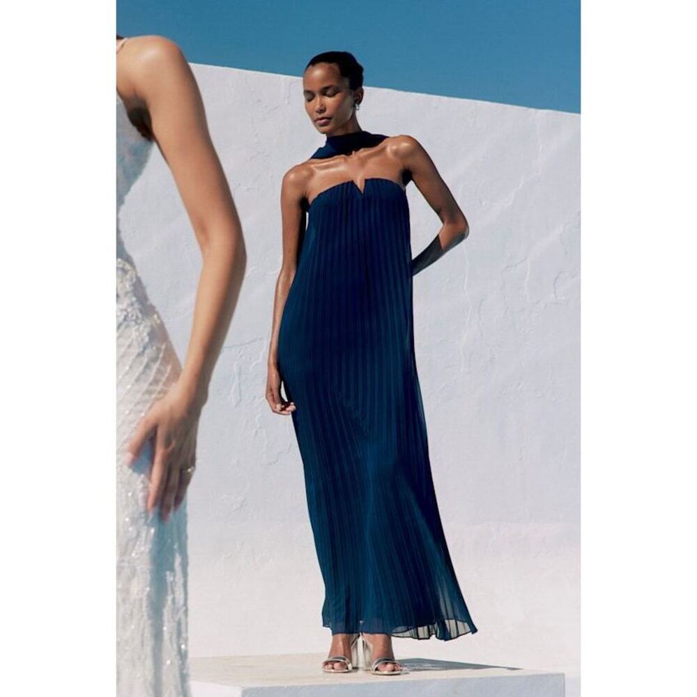 Lulu's Strapless Navy Blue Dress